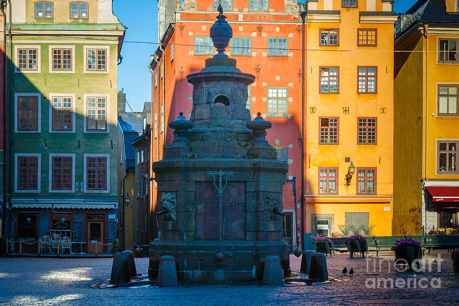 Architecture Photograph - Stortorget Fountain by Inge Johnsson
