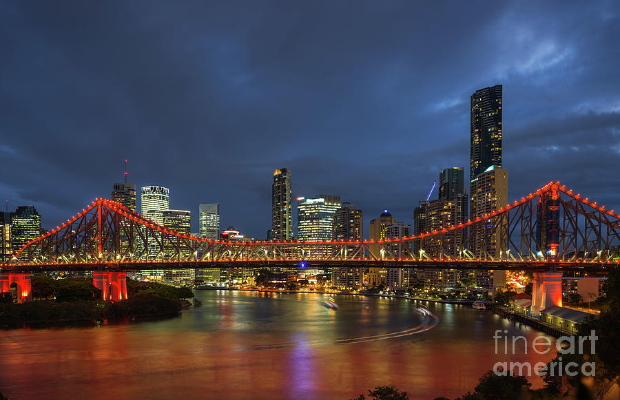 Story Bridge lit up  Photograph by Andrew Michael