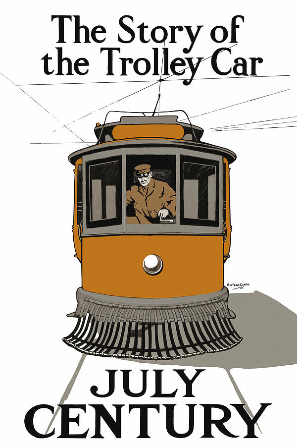 Story Of The Trolley - Vintage Americana Drawing by Mark Tisdale