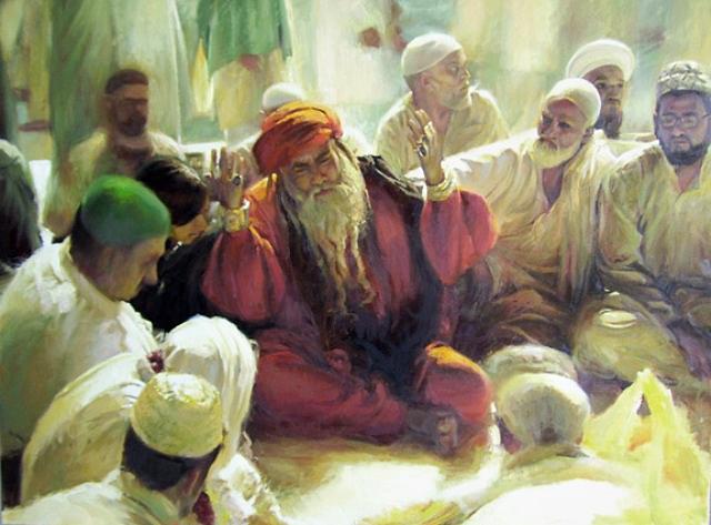 Figures Painting - Story Teller by Chuck Marshall Figures Painting - Story Teller by Chuck Marshall