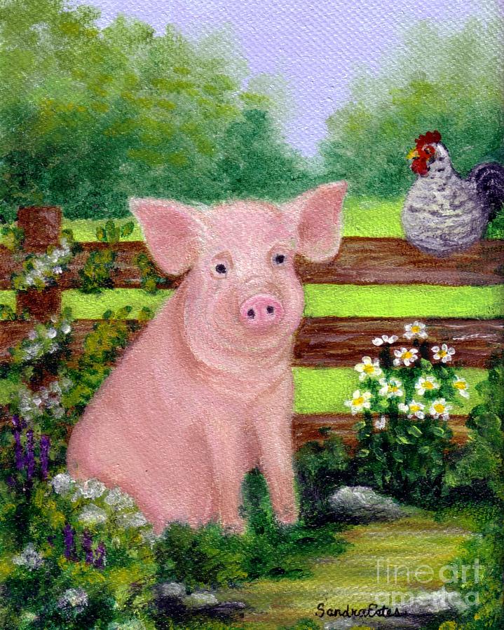 Storybook Pig Painting by Sandra Estes
