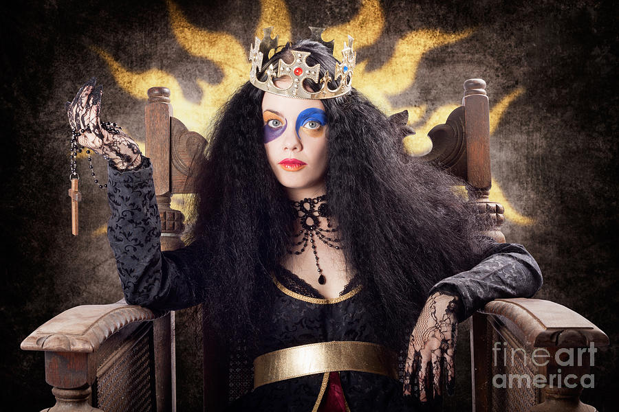 Storybook queen jester holding religious cross Photograph by Jorgo Photography