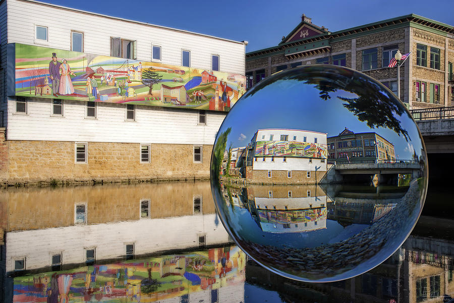 Stoughton Downtown Mural on Yahara River Photograph by Peter Herman