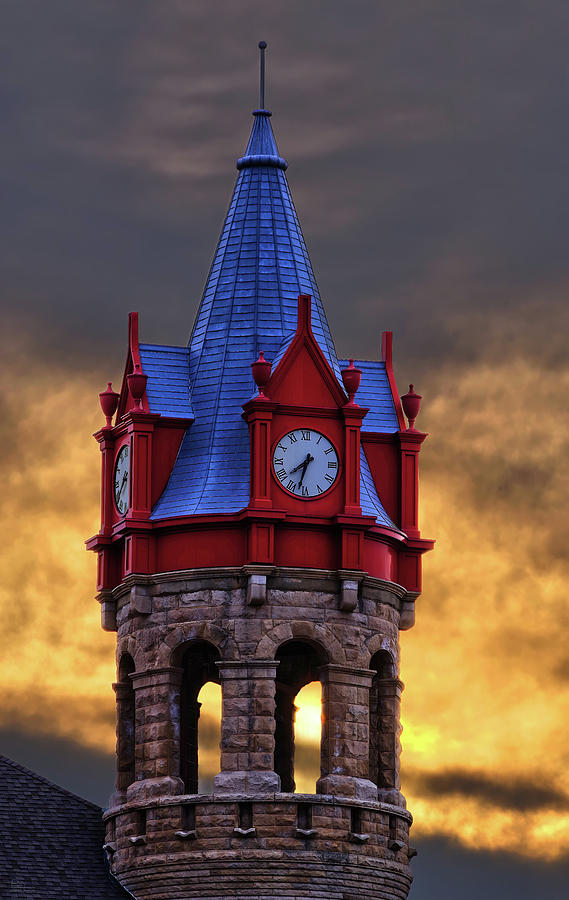 Stoughton WI Clock Tower at Opera House Photograph by Peter Herman