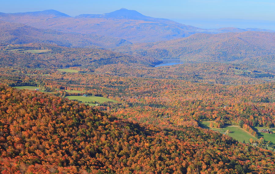 Stowe Pinnacle View to Camels Hump in Autumn Photograph by John Burk