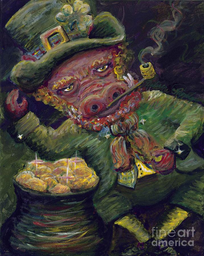 St.Patricks Day Pig Painting by Nadine Rippelmeyer