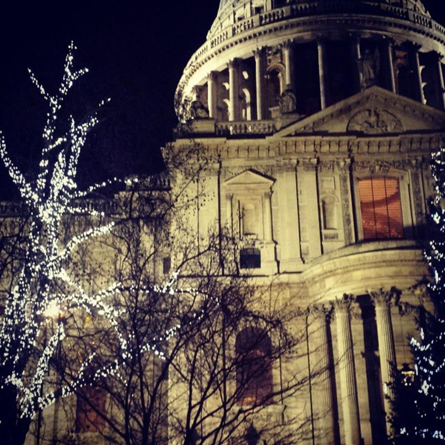 London Photograph - #stpauls #london #christmas #lights by Julie Featherstone