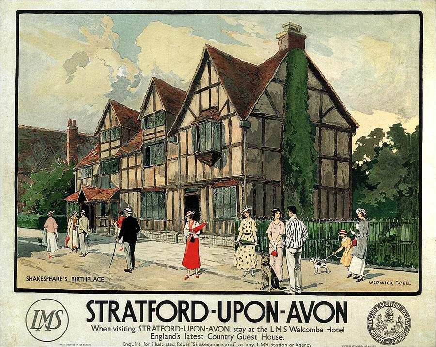 Straford-Upon-Avon - London Midland and Scottish Railway Company - Retro travel Poster - Vintage Mixed Media by Studio Grafiikka