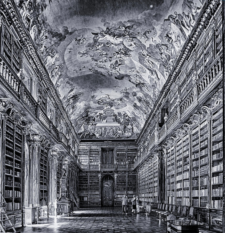 Strahov Monastery Philosophical Hall BW Photograph by C H Apperson