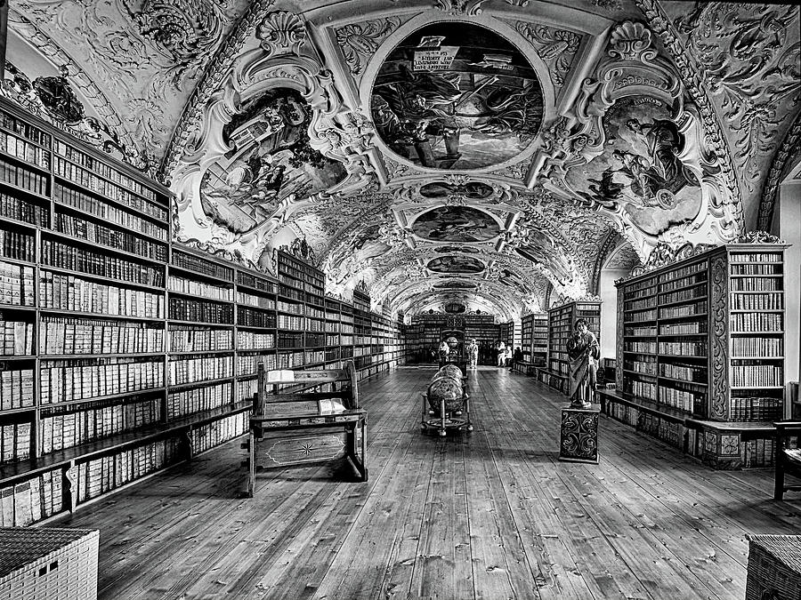 Strahov Monastery Theological Hall BW Photograph by C H Apperson