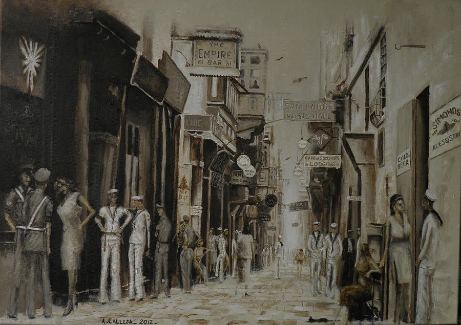 Strait Street Valletta Painting by Tony Calleja