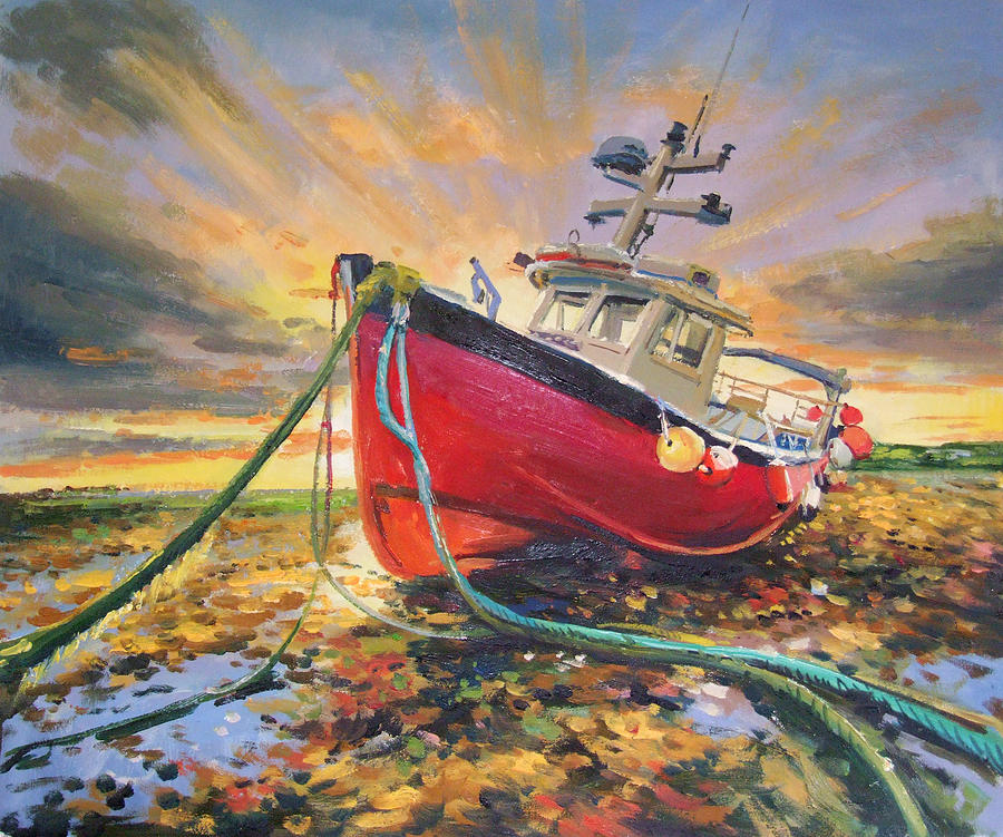 Stranded Boat Painting by Conor McGuire