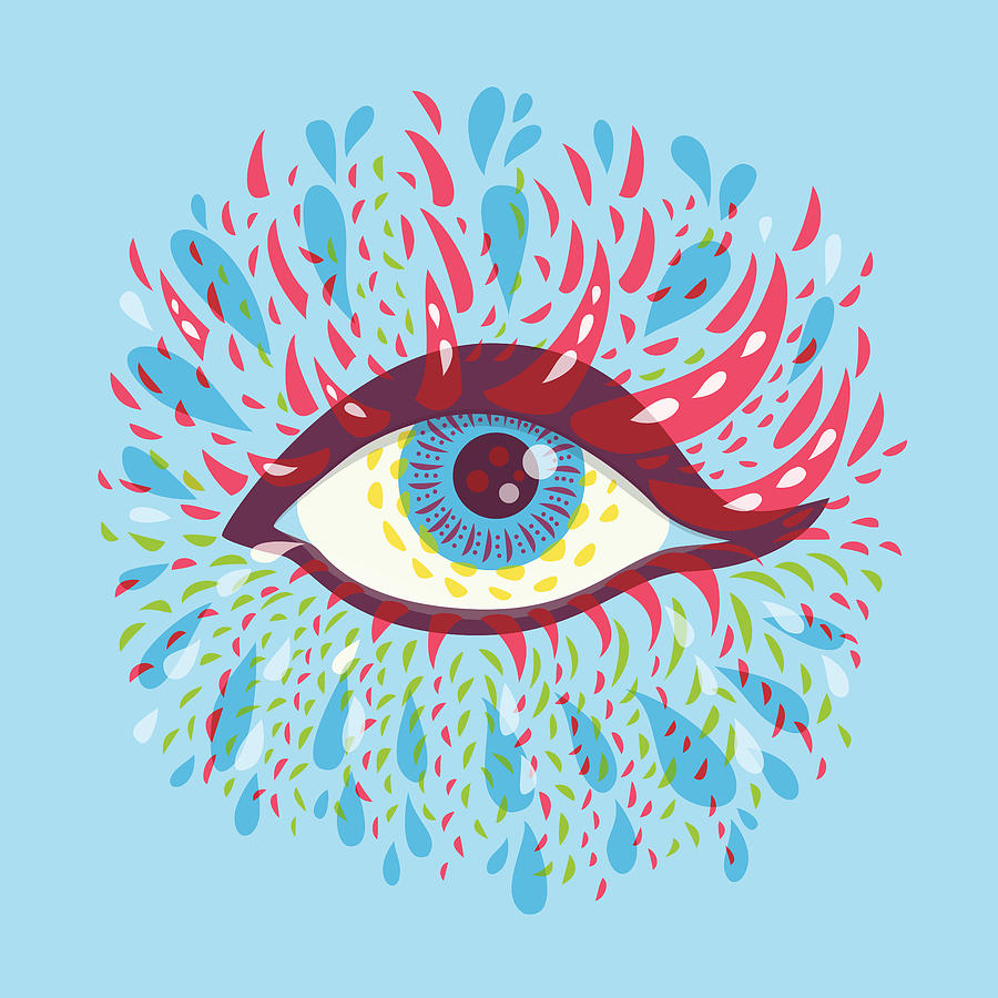 Iris Digital Art - Strange Blue Psychedelic Eye by Boriana Giormova