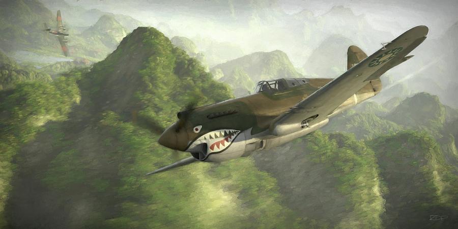 P-40 Flying Tigers -- Strangely Elusive - Painterly Digital Art by Robert D Perry