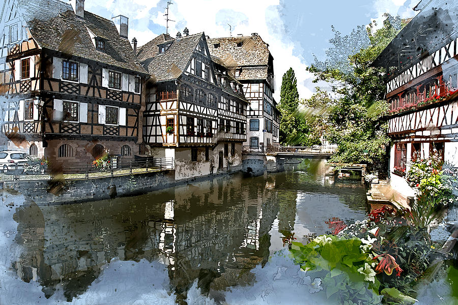 River Painting - Strasbourg France  by Elaine Plesser