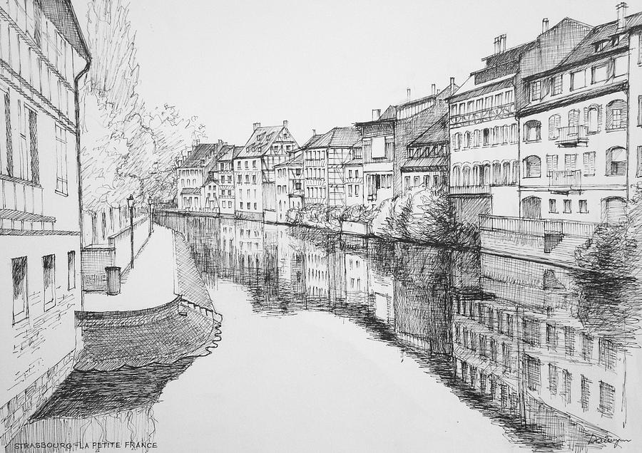 Strasbourg, La Petite France, Sketch Drawing by Dai Wynn