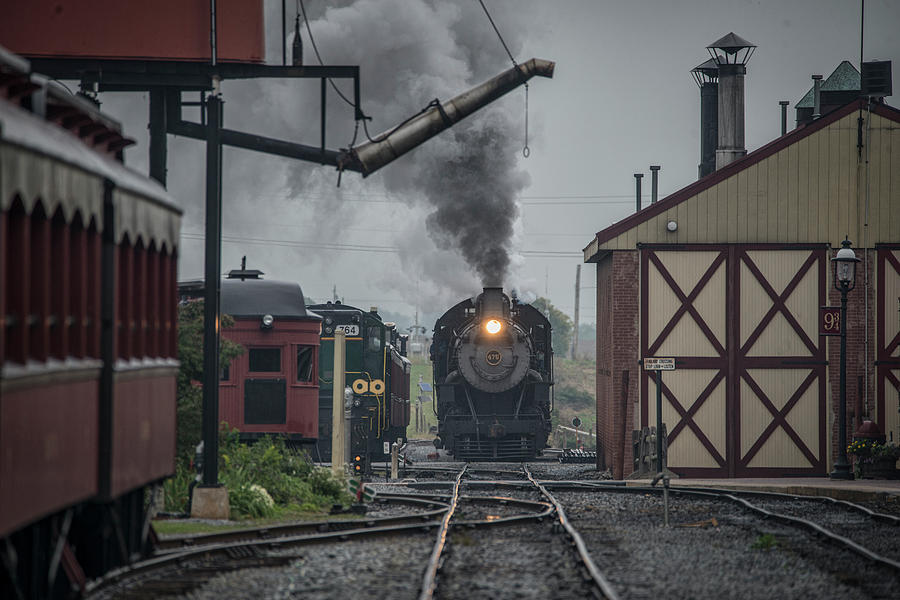 Strasburg Railroad 475 arrives at Strasburg PA - Photograph by Jim Pearson