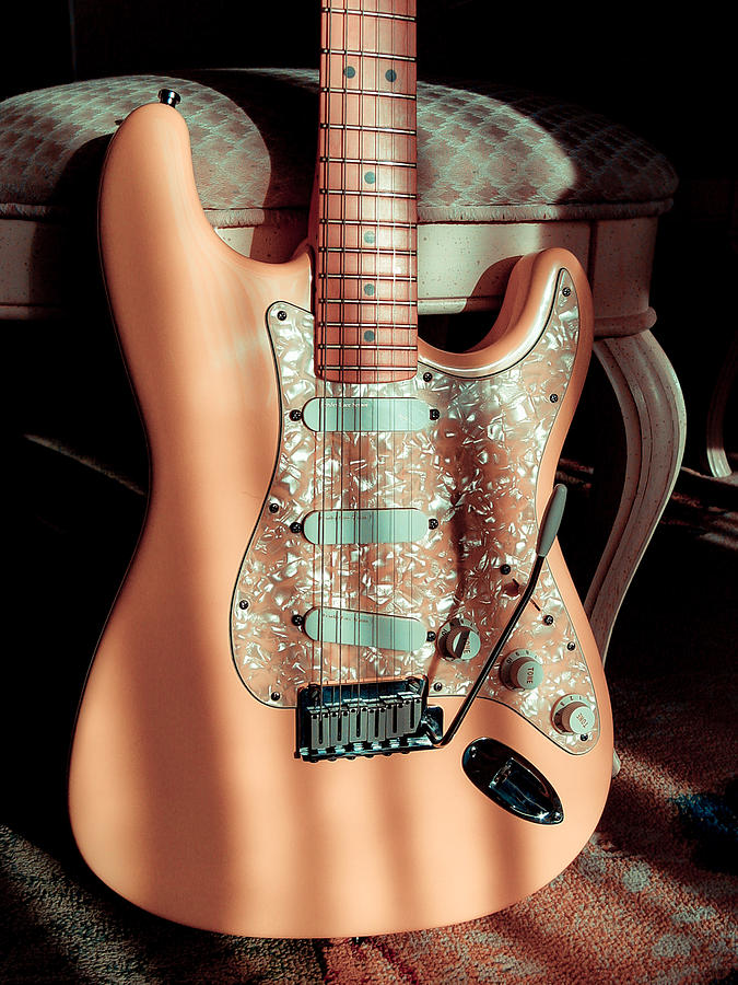 Stratocaster Plus in Shell Pink Digital Art by Guitarwacky Fine Art