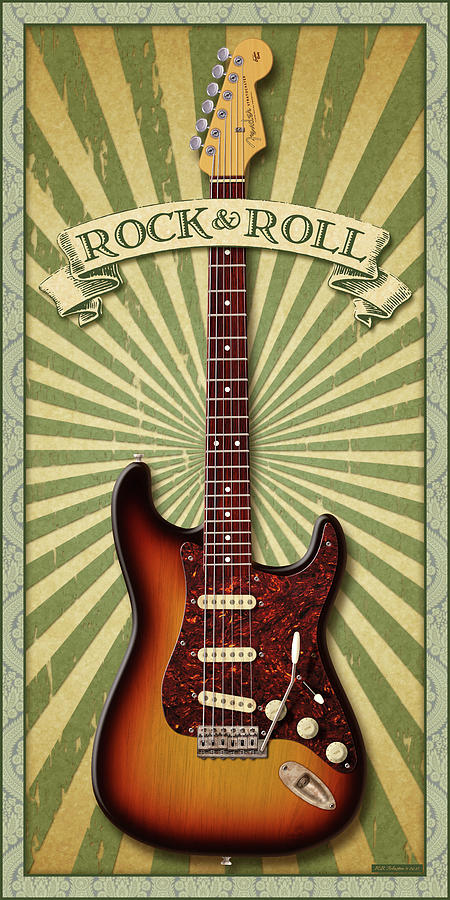 Music Digital Art - Stratocaster Rock and Roll by WB Johnston