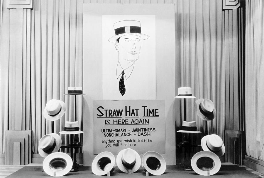 Straw Hat Day Display Photograph by Underwood Archives