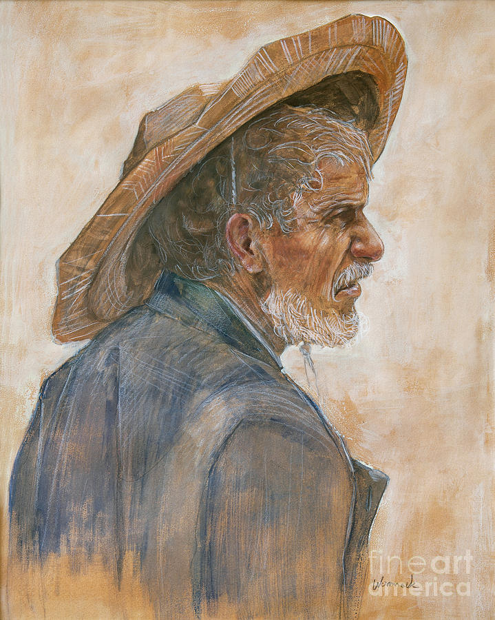 Gouache Painting - Straw Hat by Jonathan Wommack Gouache Painting - Straw Hat by Jonathan Wommack