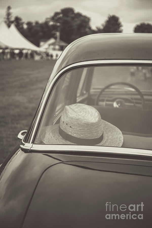 Straw Hat Vintage Car Craftsbury Vermont Photograph by Edward Fielding