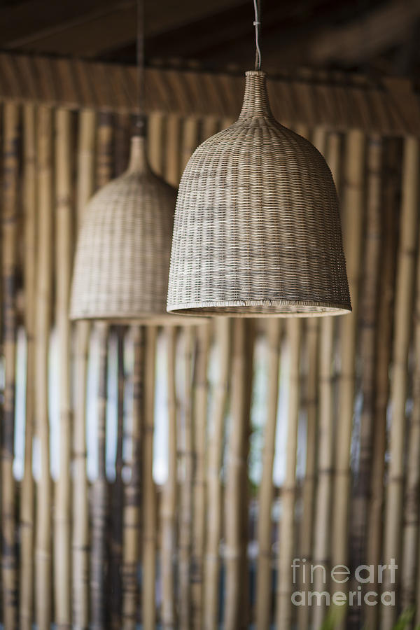 Straw Lampshade And Bamboo Interior Design Photograph by JM Travel Photography