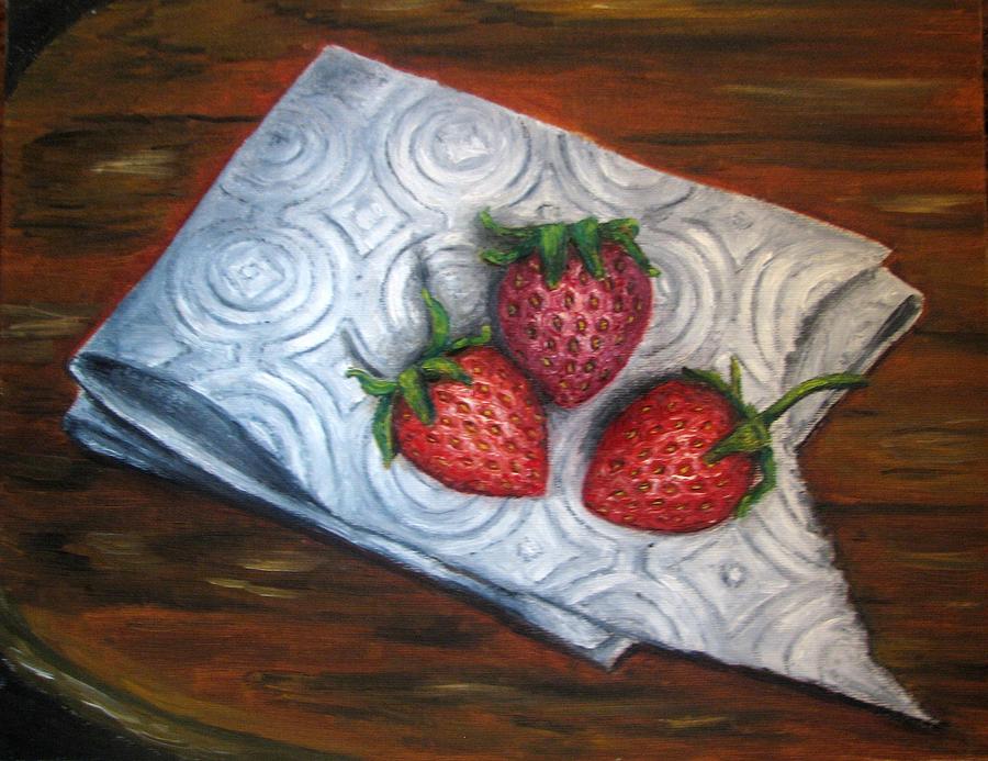 Strawberries Painting - Strawberries-3 contemporary oil painting by Natalja Picugina Strawberries Painting - Strawberries-3 contemporary oil painting by Natalja Picugina