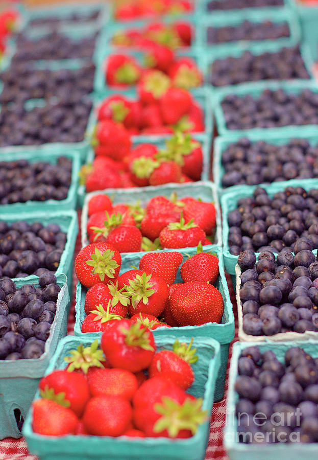 Strawberries and Blueberries Photograph by Bruce Block