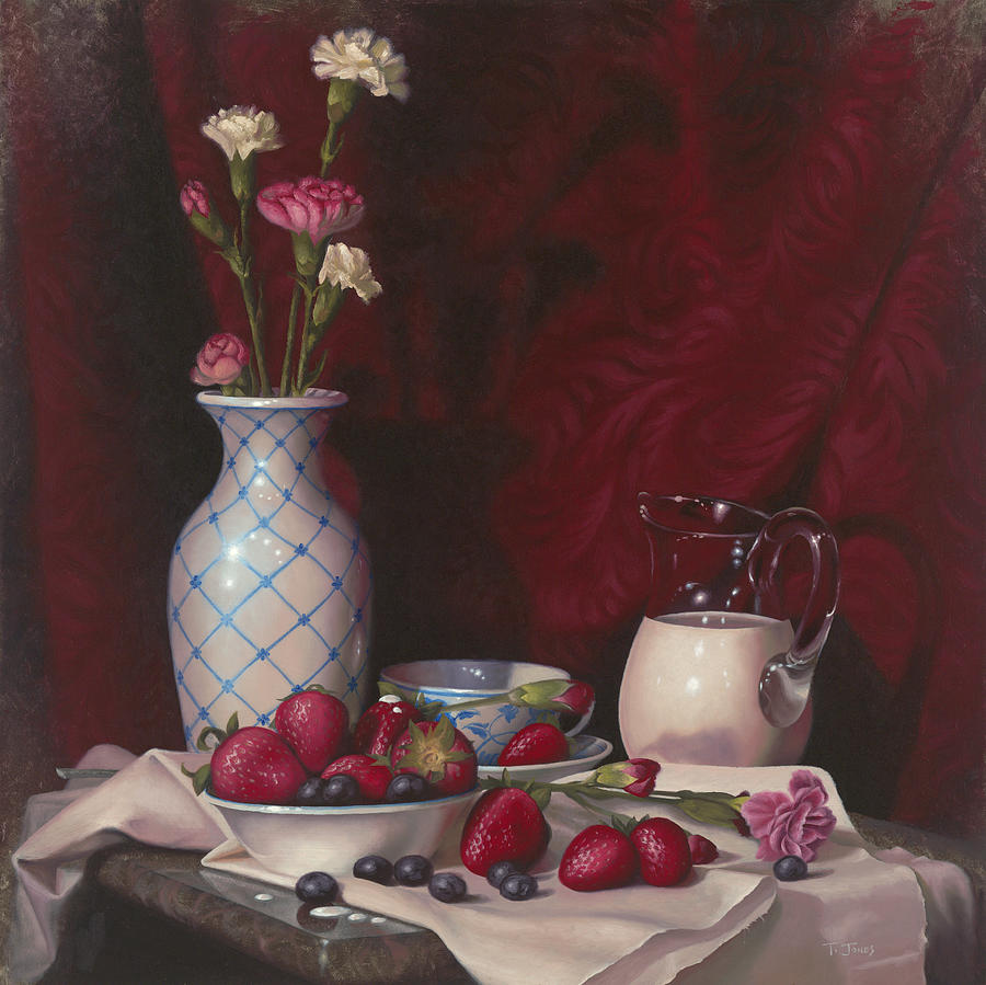 Strawberries and Cream Painting by Timothy Jones