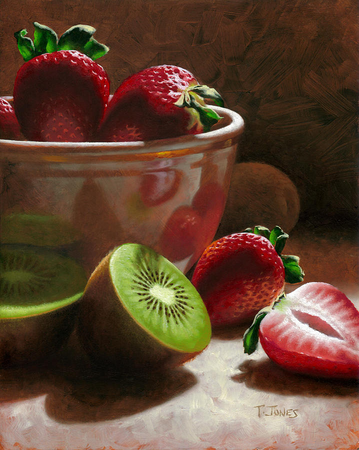 Strawberry Painting - Strawberries and Kiwis by Timothy Jones