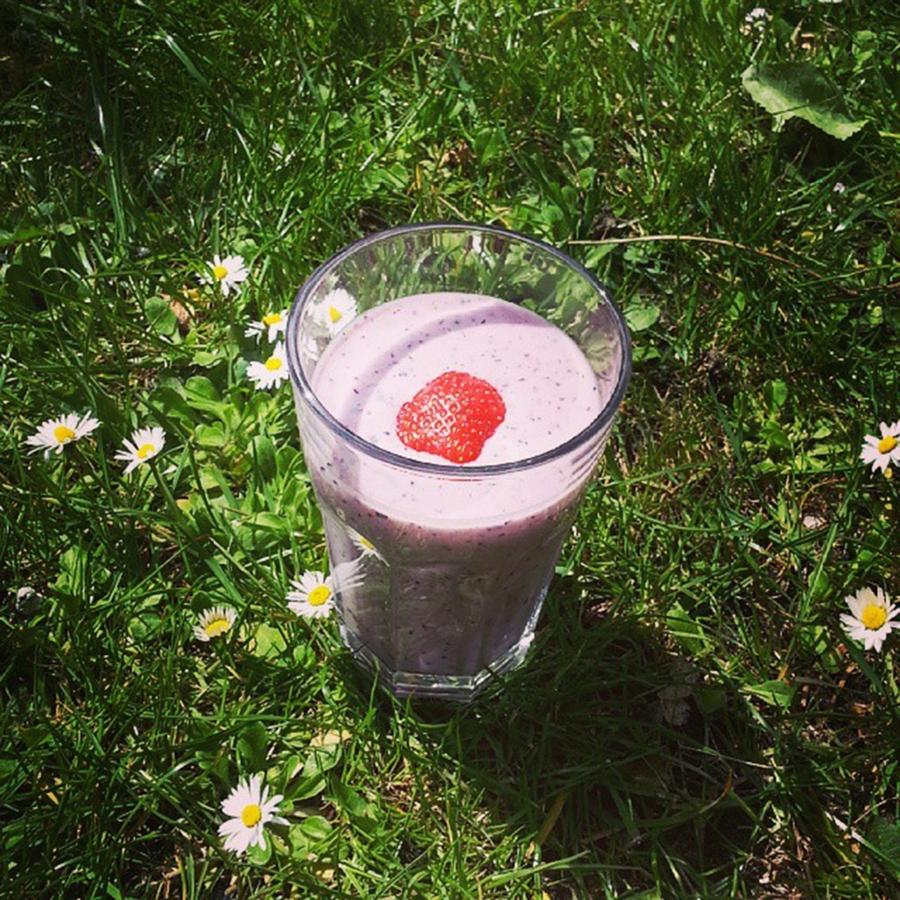 Strawberry Photograph - #strawberries #blueberry #shake #healthy by Yanke Hoeksema