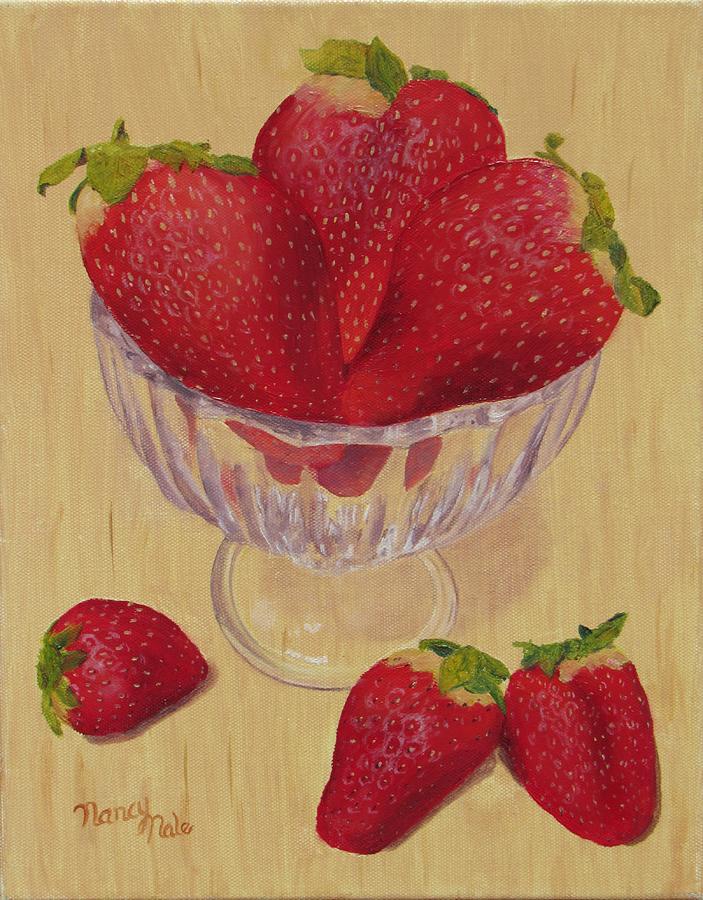 Strawberries in Crystal Dish Painting by Nancy Nale | Fine Art America