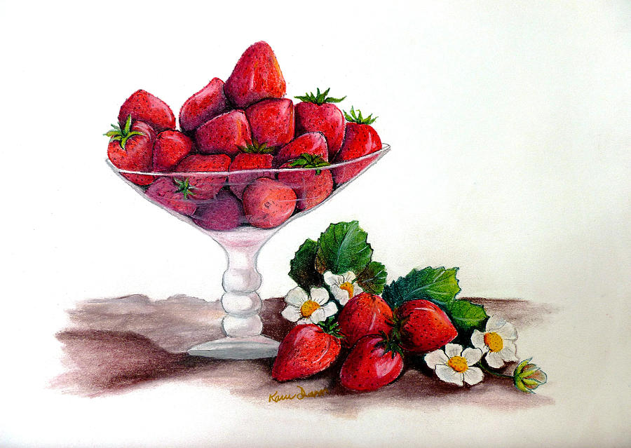 Strawberry Pastel - Strawberries  by Karin  Dawn Kelshall- Best