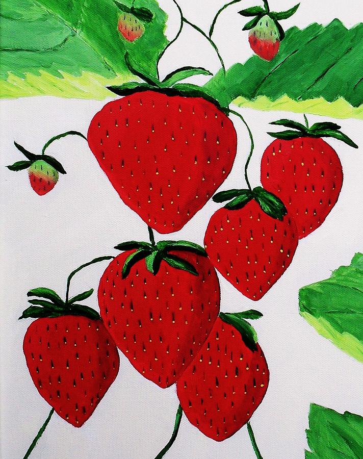 Strawberries Painting by Rodney Campbell