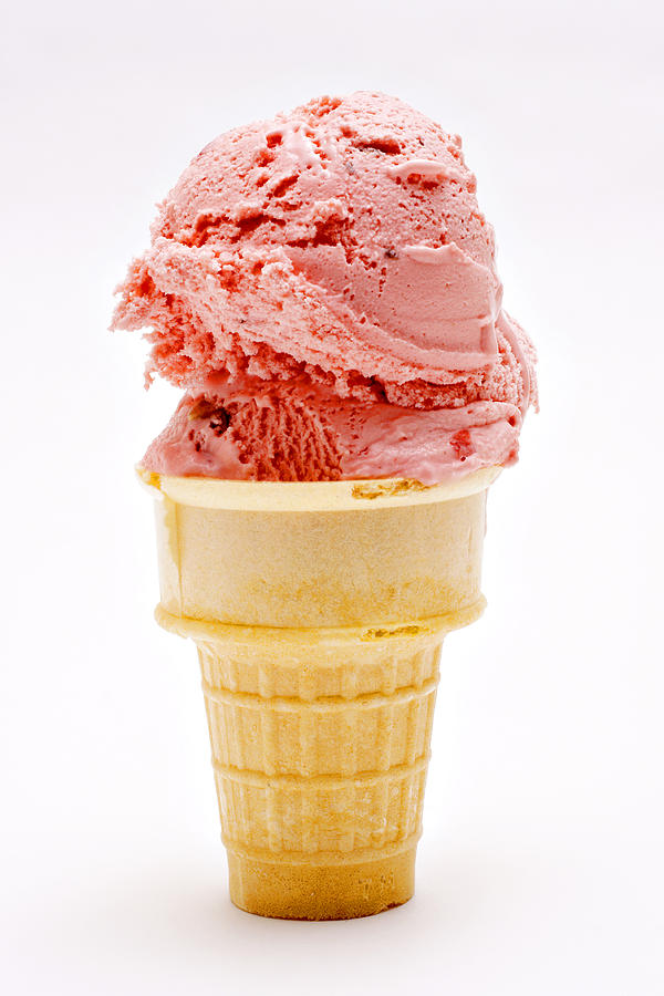 Ice Cream Photograph - Strawberry Cherry Ice Cream Cone by Donald  Erickson