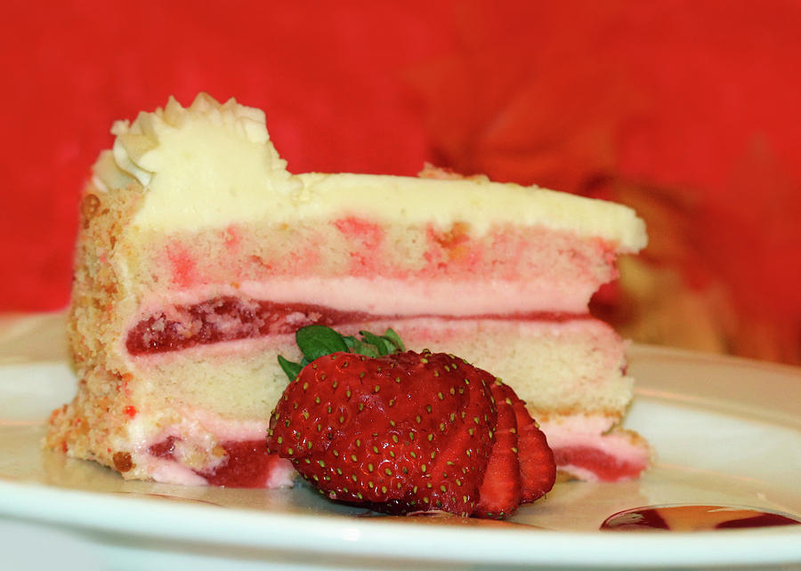 Strawberry Cream Cake Photograph by Lori Deiter