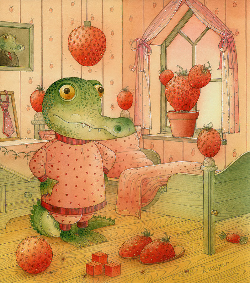 Strawberry Day Painting by Kestutis Kasparavicius
