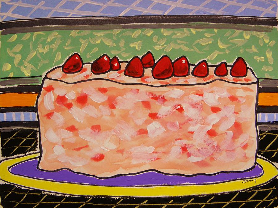 Strawberry Delight Cake Painting by John Williams