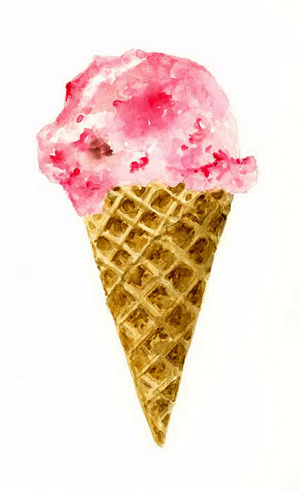 Strawberry Ice Cream Cone Painting by Michael Vigliotti