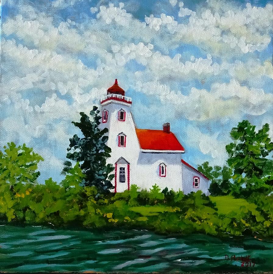 Strawberry Island Lighthouse, Manitoulin Island Painting by Diane Arlitt