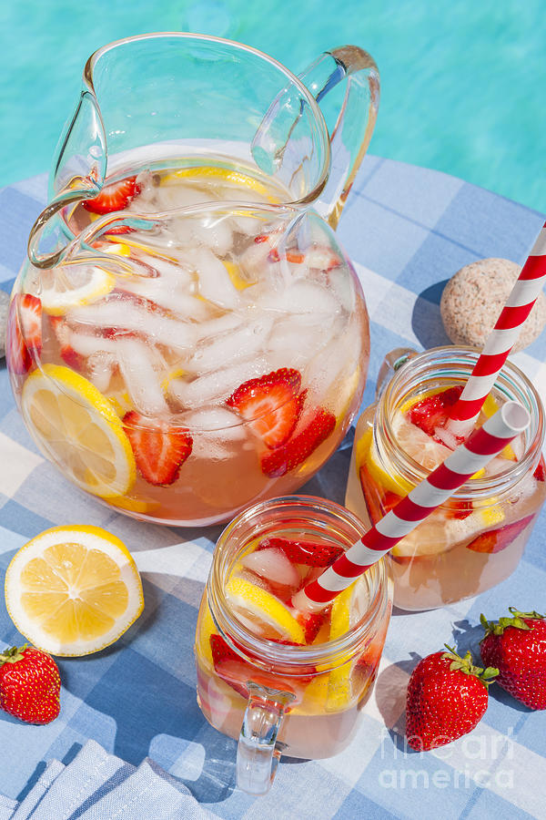 Summer Photograph - Strawberry lemonade at pool side 2 by Elena Elisseeva
