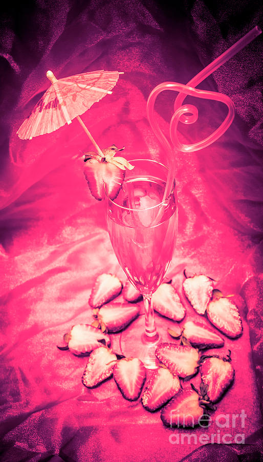 Strawberry Martini In Pink Light Photograph