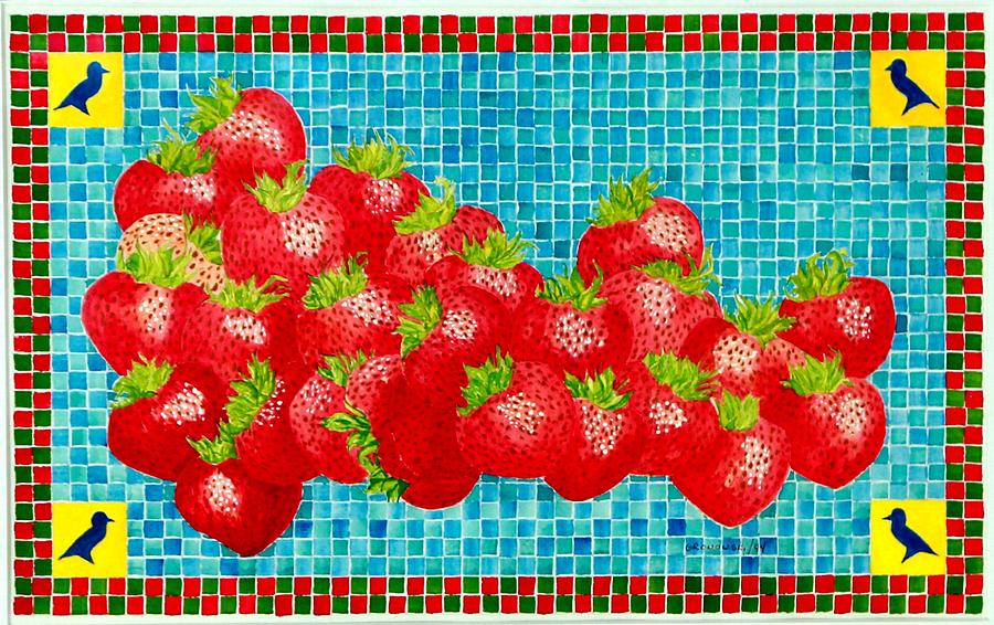 Strawberry Mosaic Painting by Thomas Gronowski
