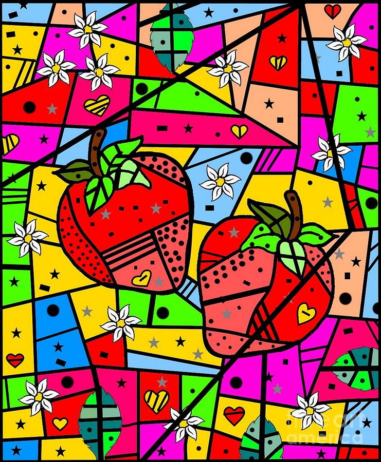 Strawberry Popart By Nico Bielow Digital Art