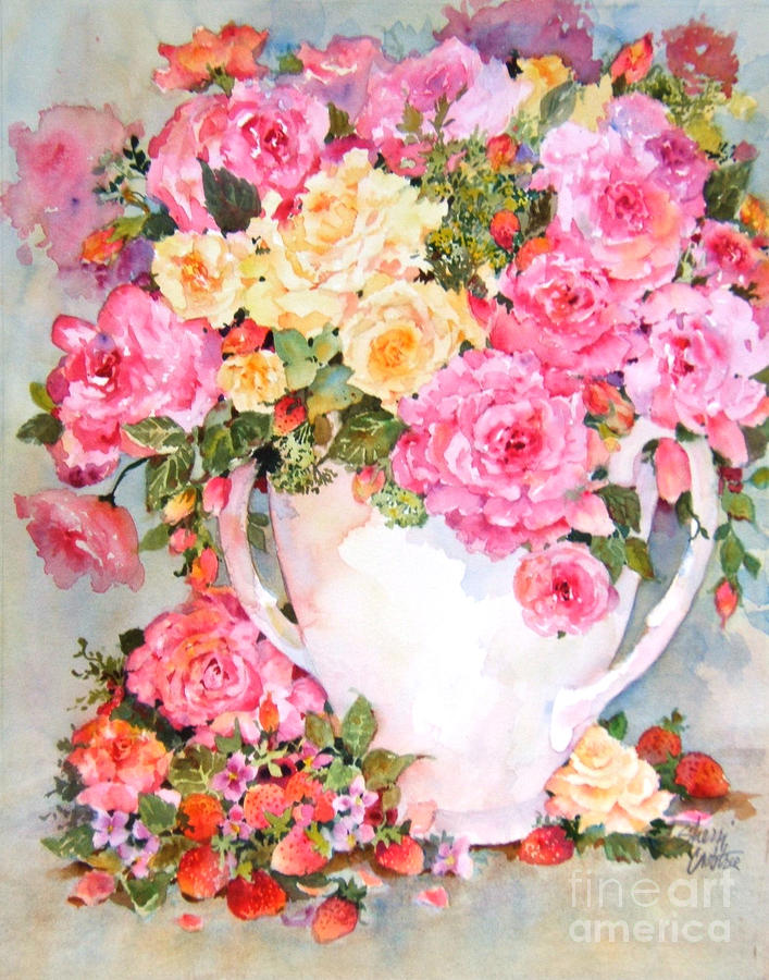 Strawberry Roses Painting by Sherri Crabtree