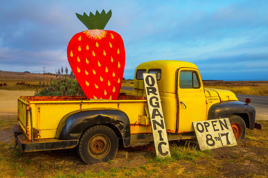 Strawberry Sign In Pickup Truck Photograph by Garry Gay