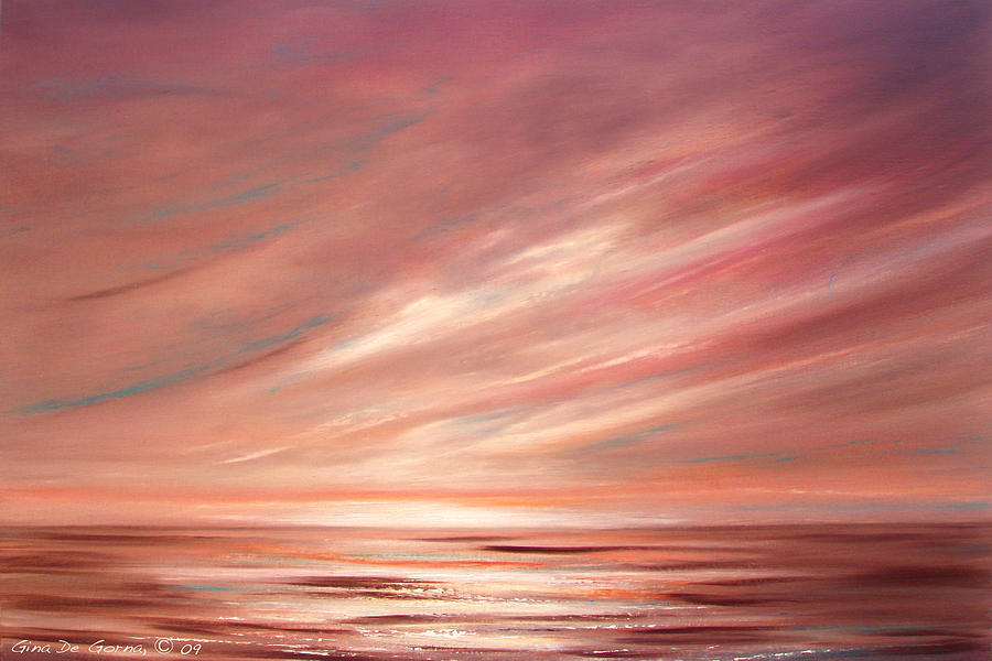 Strawberry Sky Sunset Painting by Gina De Gorna