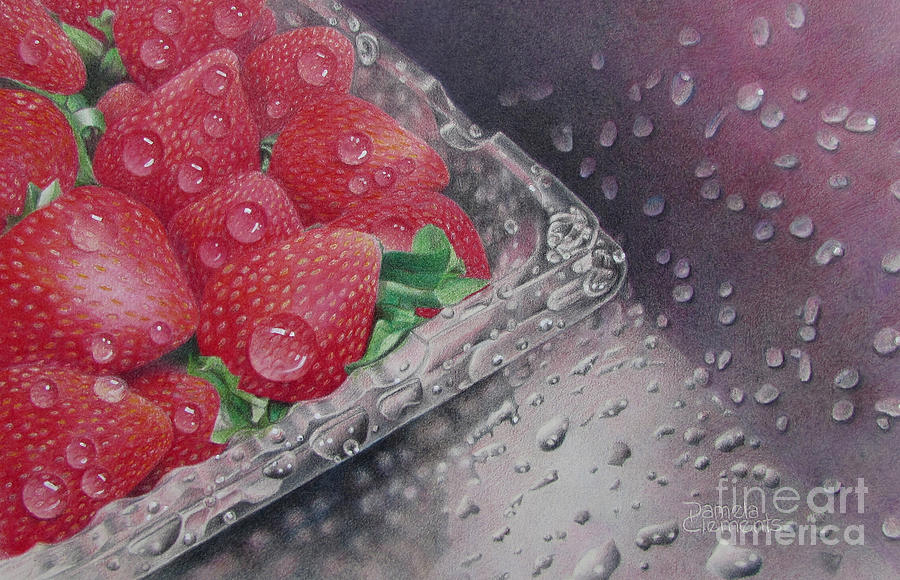 Strawberry Splash Drawing by Pamela Clements