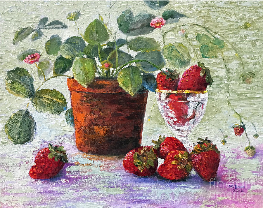 Strawberry Still Life Painting by Marlene Book